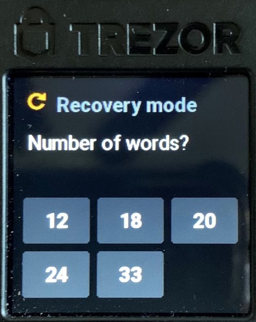 Trezor Word Selection